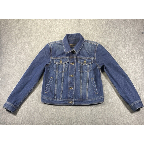 Lauren Jeans Co. Premium Jean Jacket Womens Small Petite Blue 100% Cotton - Picture 1 of 12